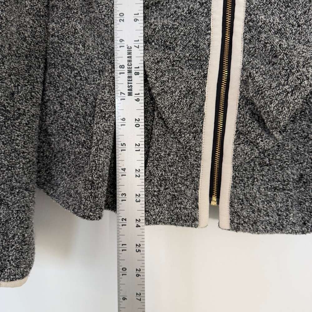 Anthropologie Elevenses Grey Tweed Peplum Zip Jacket Pink Floral Lining Size 6 - Picture 8 of 8